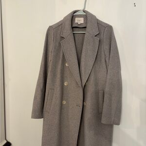 LOFT Women's Wool Blend Gray Trench Coat